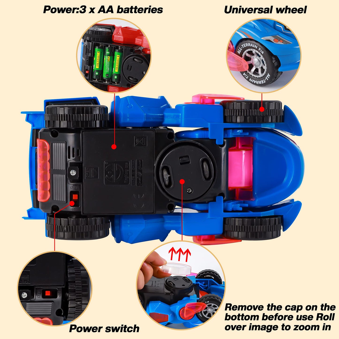 Transforming Dinosaur LED Car