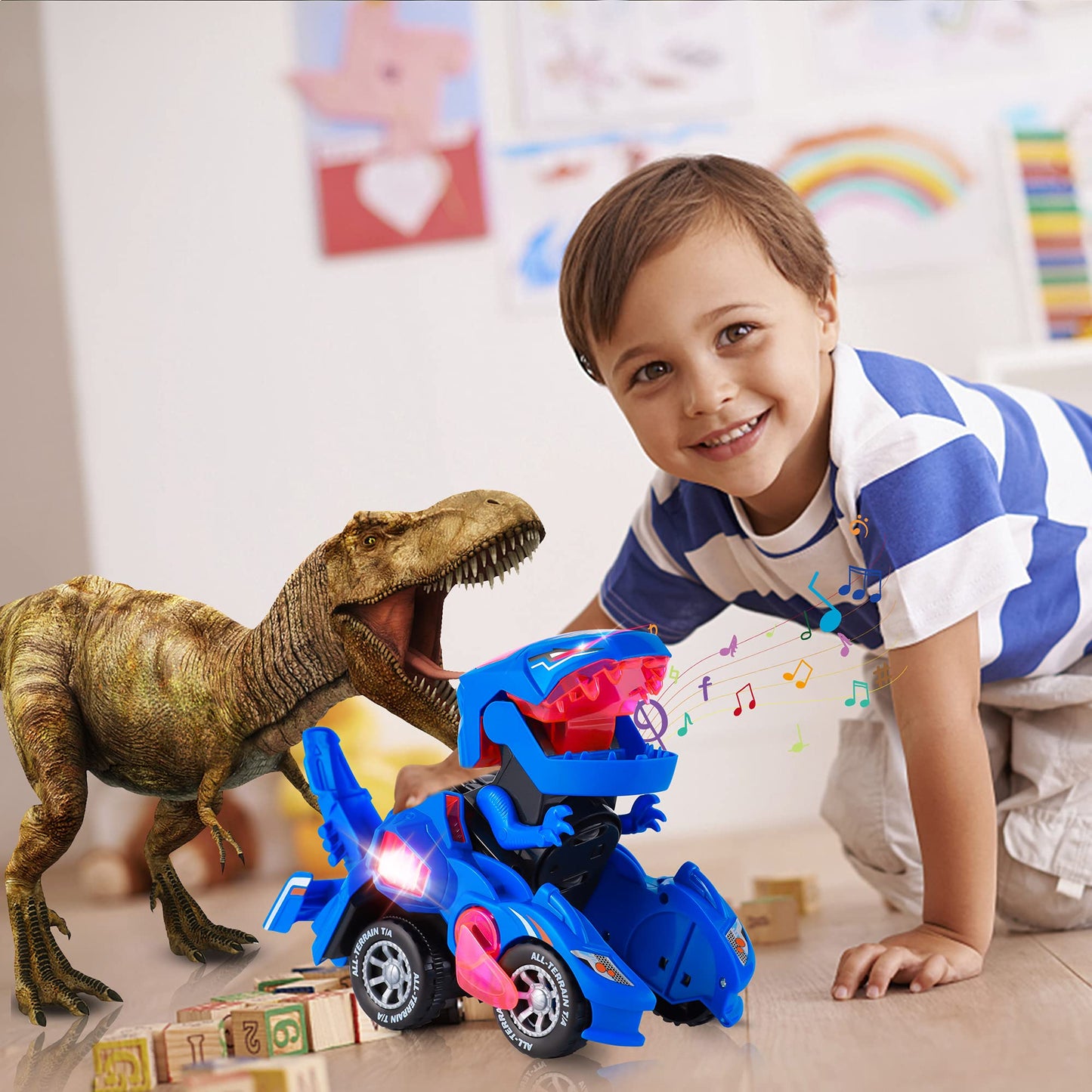 Transforming Dinosaur LED Car